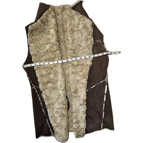 Faux Suede Shearling Distressed Soft Oversized Boho Festival‎ Statement Vest - Picture 9 of 10